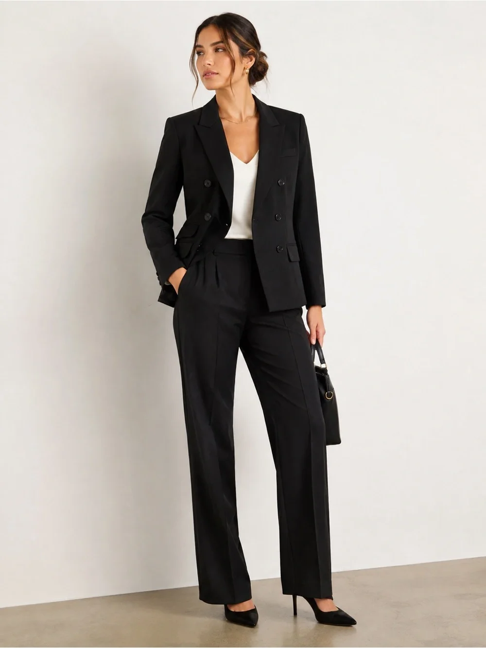 Express Blazer Womens 10 Black Double Breasted Peak Lapel Structured Jacket